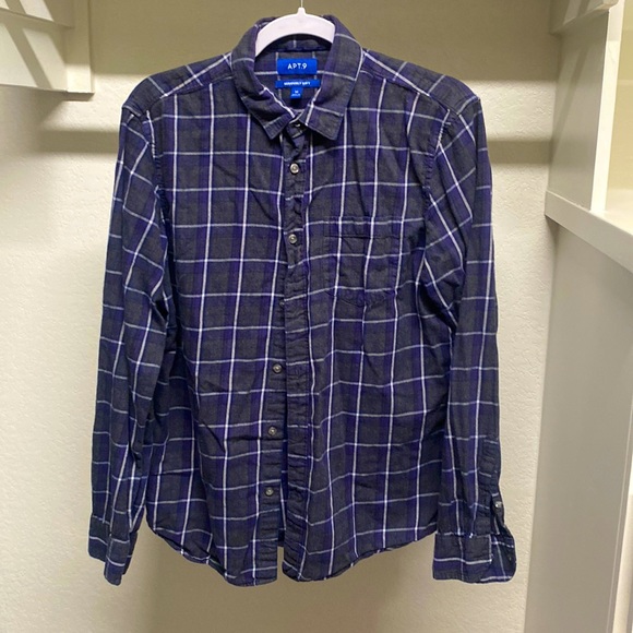 Apt. 9 ‘Seriously Soft’ Black/Purple Flannel Button-Down - Picture 1 of 2